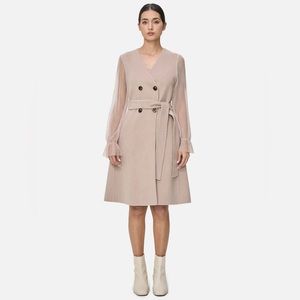 Soft cashmere dress with mesh sleeves